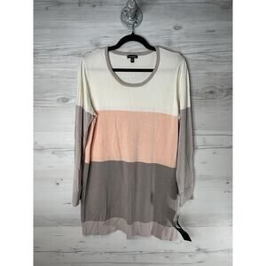 Conrad C Sweater Womens XL Pastel Colorblock Tunic Long Sleeve Rayon Nylon Knit